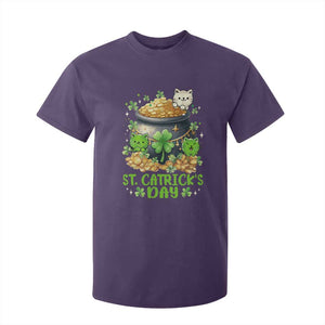 Cats St Patricks Day T Shirt For Kid Pot Of Gold Kitty Lover Lucky Irish TS10 Purple Print Your Wear