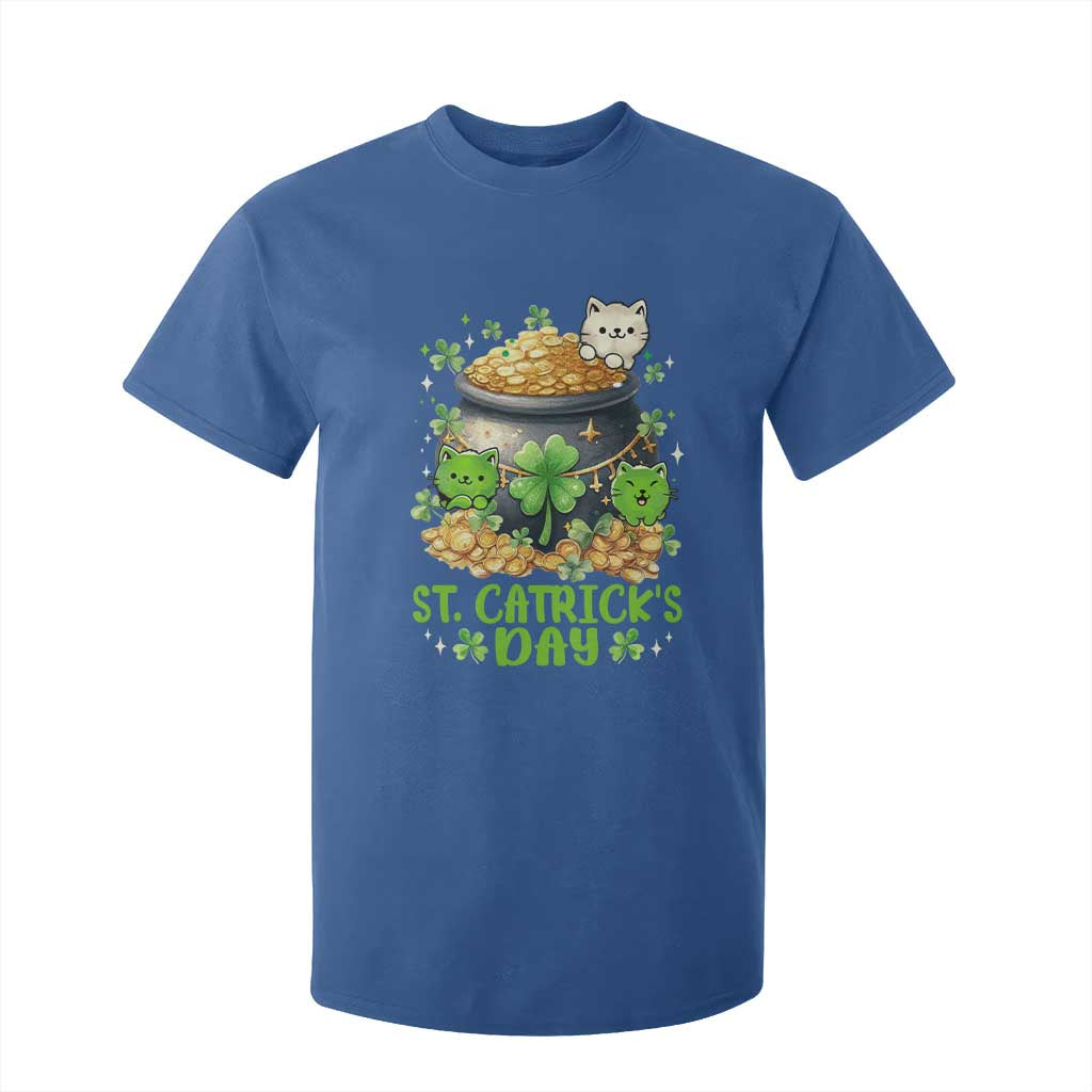 Cats St Patricks Day T Shirt For Kid Pot Of Gold Kitty Lover Lucky Irish TS10 Royal Blue Print Your Wear
