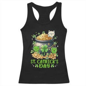 Cats St Patricks Day Racerback Tank Top Pot Of Gold Kitty Lover Lucky Irish TS10 Black Print Your Wear