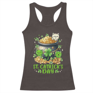 Cats St Patricks Day Racerback Tank Top Pot Of Gold Kitty Lover Lucky Irish TS10 Dark Chocolate Print Your Wear