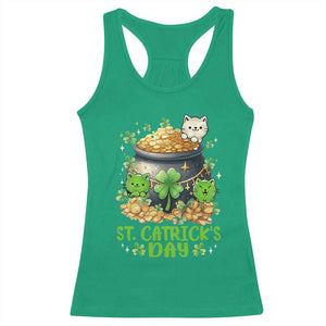 Cats St Patricks Day Racerback Tank Top Pot Of Gold Kitty Lover Lucky Irish TS10 Irish Green Print Your Wear