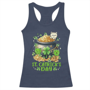 Cats St Patricks Day Racerback Tank Top Pot Of Gold Kitty Lover Lucky Irish TS10 Navy Print Your Wear