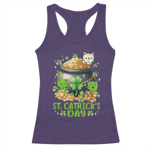 Cats St Patricks Day Racerback Tank Top Pot Of Gold Kitty Lover Lucky Irish TS10 Purple Print Your Wear