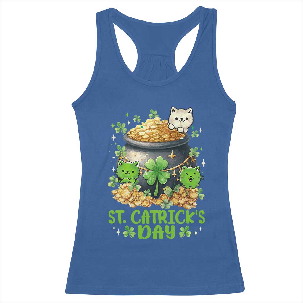 Cats St Patricks Day Racerback Tank Top Pot Of Gold Kitty Lover Lucky Irish TS10 Royal Blue Print Your Wear