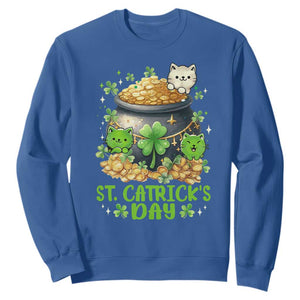 Cats St Patricks Day Sweatshirt Pot Of Gold Kitty Lover Lucky Irish TS10 Royal Blue Print Your Wear