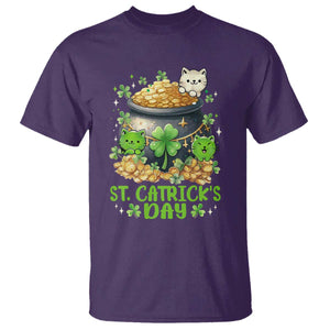 Cats St Patricks Day T Shirt Pot Of Gold Kitty Lover Lucky Irish TS10 Purple Print Your Wear