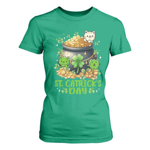 Cats St Patricks Day T Shirt For Women Pot Of Gold Kitty Lover Lucky Irish TS10 Irish Green Print Your Wear