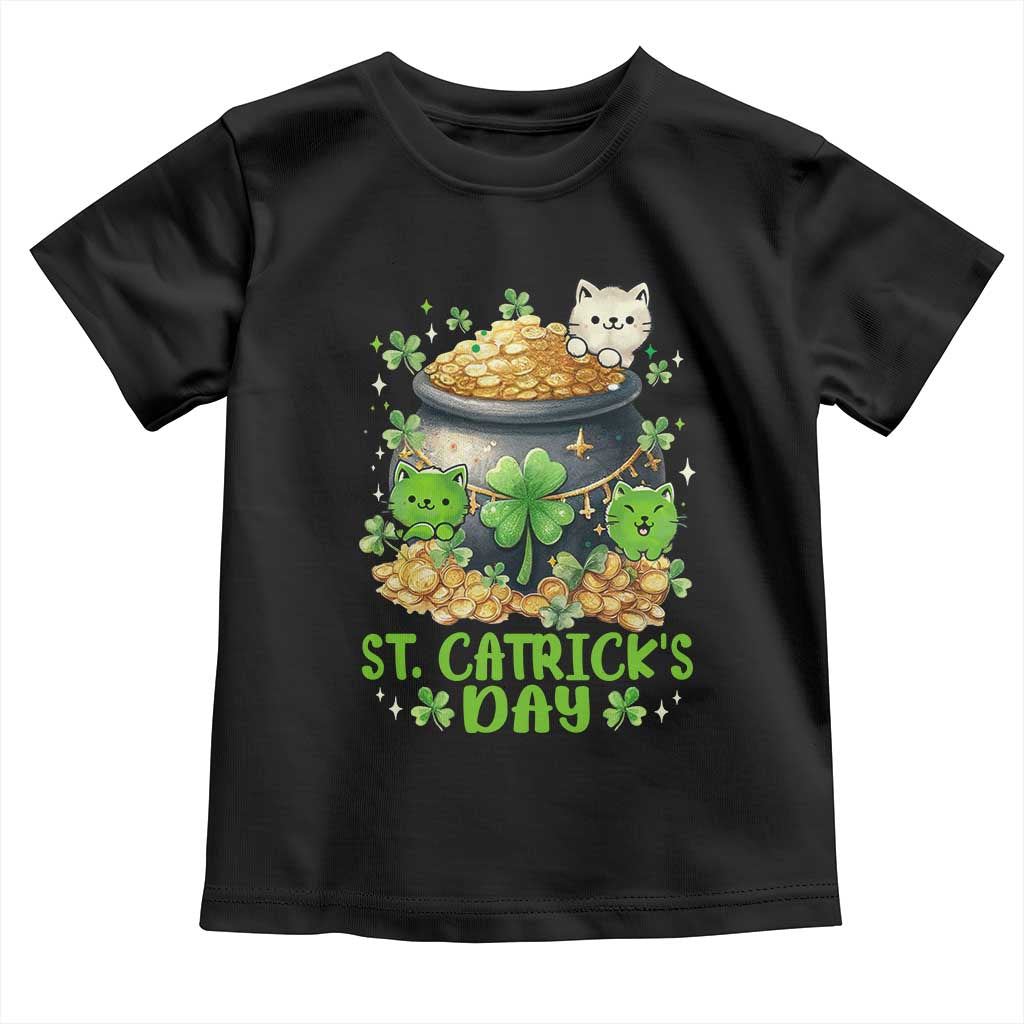 Cats St Patricks Day Toddler T Shirt Pot Of Gold Kitty Lover Lucky Irish TS10 Black Print Your Wear