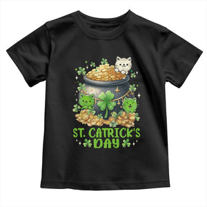 Cats St Patricks Day Toddler T Shirt Pot Of Gold Kitty Lover Lucky Irish TS10 Black Print Your Wear