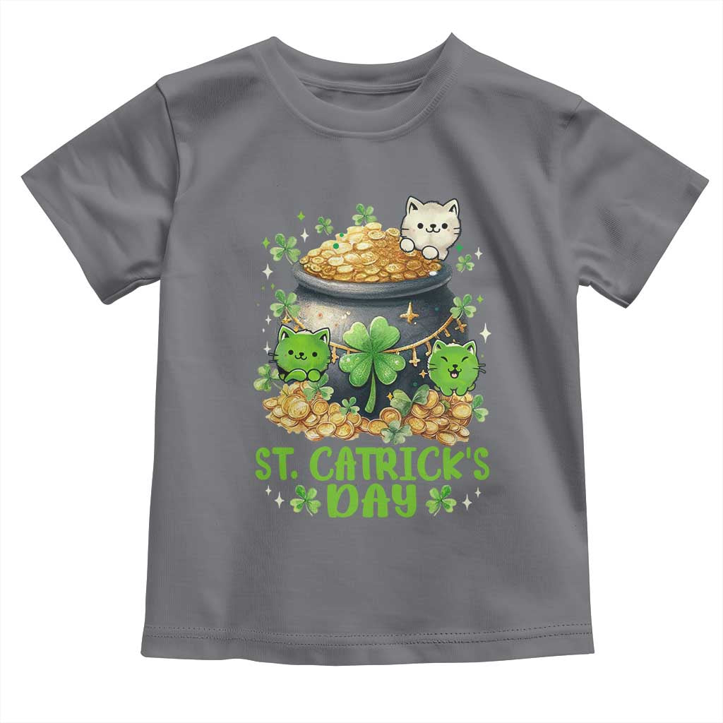 Cats St Patricks Day Toddler T Shirt Pot Of Gold Kitty Lover Lucky Irish TS10 Charcoal Print Your Wear