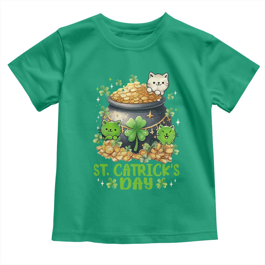 Cats St Patricks Day Toddler T Shirt Pot Of Gold Kitty Lover Lucky Irish TS10 Irish Green Print Your Wear