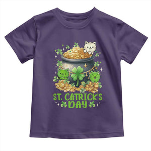 Cats St Patricks Day Toddler T Shirt Pot Of Gold Kitty Lover Lucky Irish TS10 Purple Print Your Wear