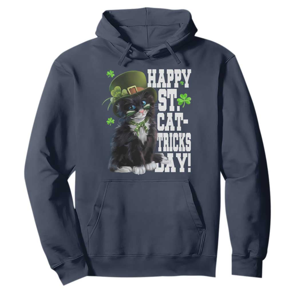 Shamrock Cat St Patricks Day Hoodie Kitty Mom Gift TS10 Navy Print Your Wear