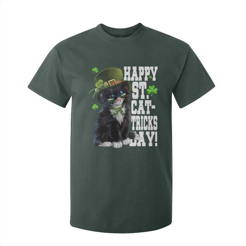 Shamrock Cat St Patricks Day T Shirt For Kid Kitty Mom Gift TS10 Dark Forest Green Print Your Wear