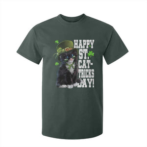 Shamrock Cat St Patricks Day T Shirt For Kid Kitty Mom Gift TS10 Dark Forest Green Print Your Wear