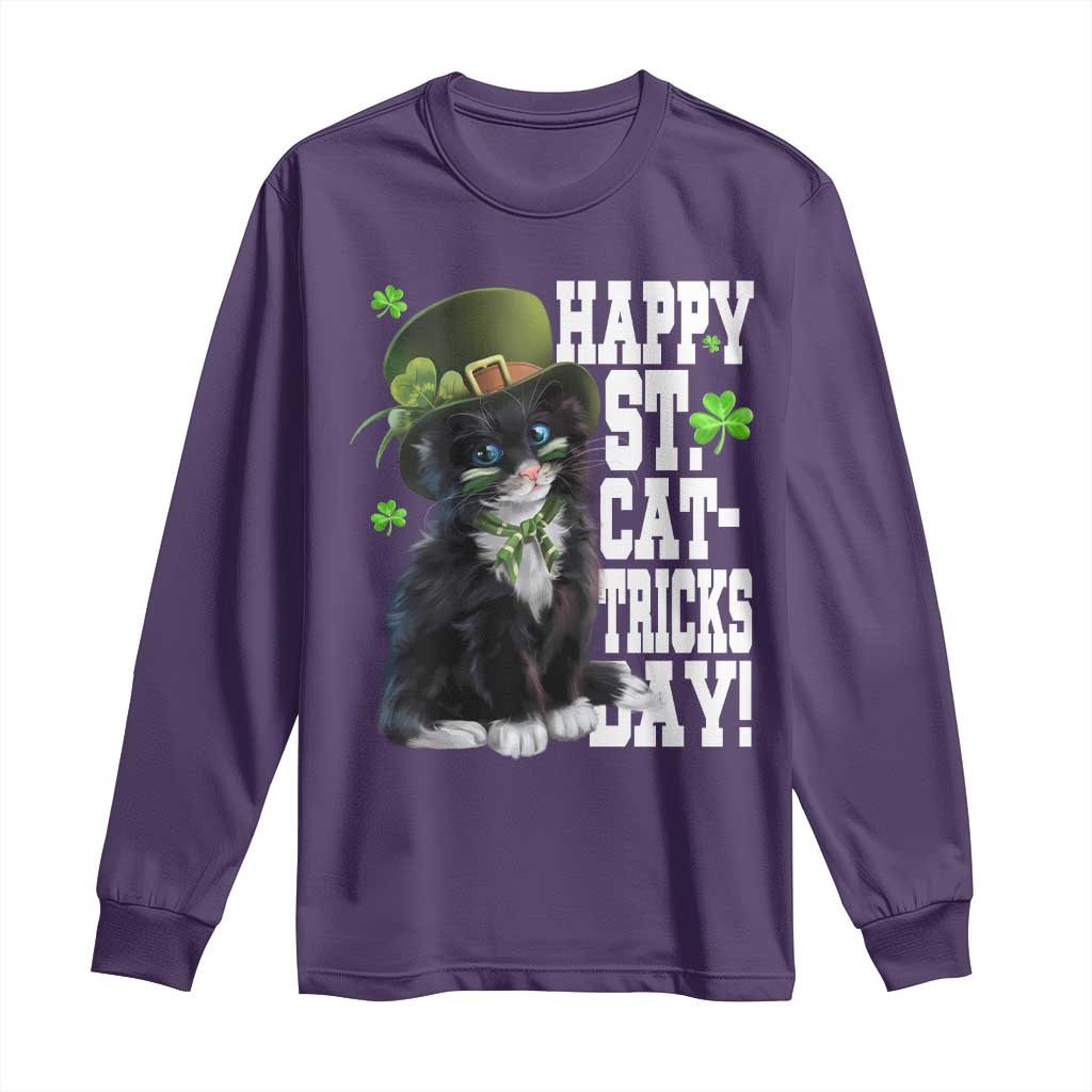 Shamrock Cat St Patricks Day Long Sleeve Shirt Kitty Mom Gift TS10 Purple Print Your Wear