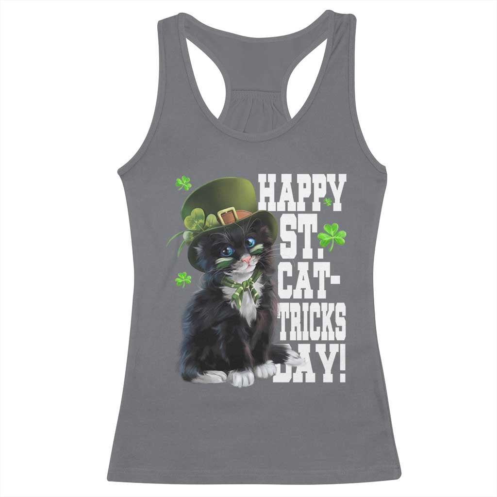 Shamrock Cat St Patricks Day Racerback Tank Top Kitty Mom Gift TS10 Charcoal Print Your Wear