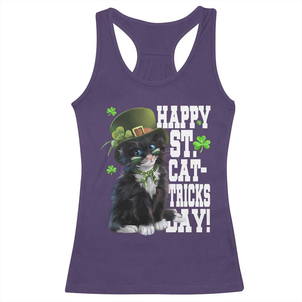 Shamrock Cat St Patricks Day Racerback Tank Top Kitty Mom Gift TS10 Purple Print Your Wear