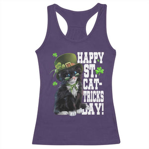 Shamrock Cat St Patricks Day Racerback Tank Top Kitty Mom Gift TS10 Purple Print Your Wear