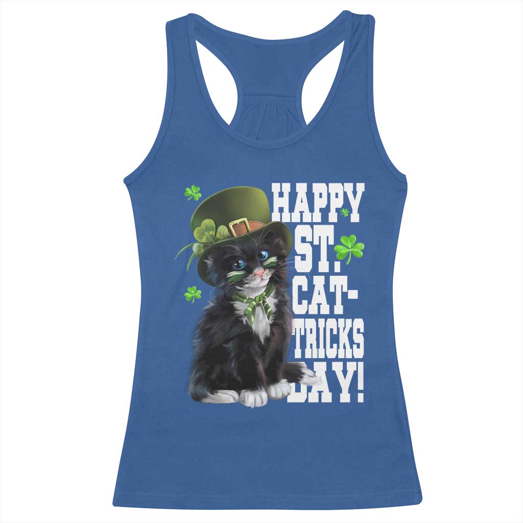 Shamrock Cat St Patricks Day Racerback Tank Top Kitty Mom Gift TS10 Royal Blue Print Your Wear