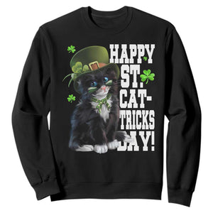 Shamrock Cat St Patricks Day Sweatshirt Kitty Mom Gift TS10 Black Print Your Wear