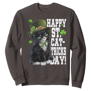 Shamrock Cat St Patricks Day Sweatshirt Kitty Mom Gift TS10 Dark Chocolate Print Your Wear