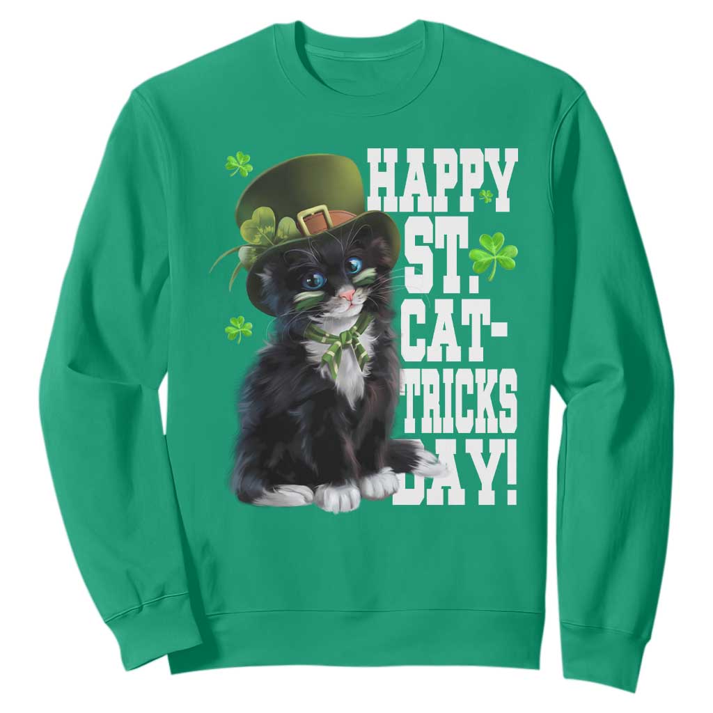 Shamrock Cat St Patricks Day Sweatshirt Kitty Mom Gift TS10 Irish Green Print Your Wear