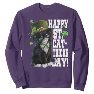 Shamrock Cat St Patricks Day Sweatshirt Kitty Mom Gift TS10 Purple Print Your Wear