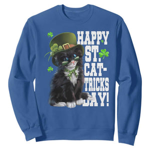 Shamrock Cat St Patricks Day Sweatshirt Kitty Mom Gift TS10 Royal Blue Print Your Wear