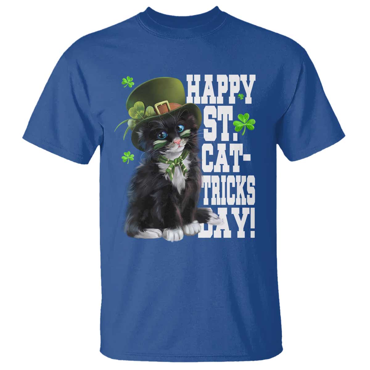 Shamrock Cat St Patricks Day T Shirt Kitty Mom Gift TS10 Royal Blue Print Your Wear