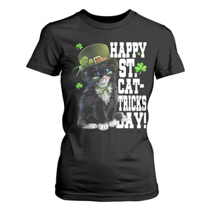Shamrock Cat St Patricks Day T Shirt For Women Kitty Mom Gift TS10 Black Print Your Wear