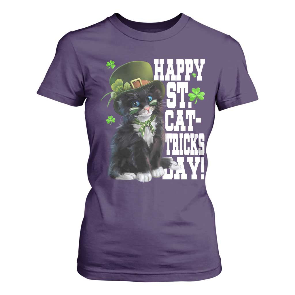 Shamrock Cat St Patricks Day T Shirt For Women Kitty Mom Gift TS10 Purple Print Your Wear