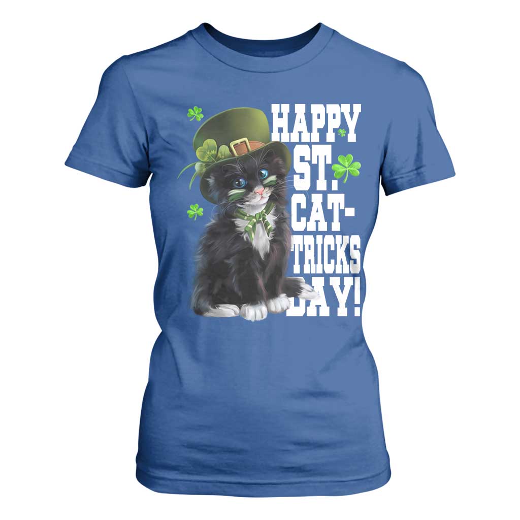Shamrock Cat St Patricks Day T Shirt For Women Kitty Mom Gift TS10 Royal Blue Print Your Wear