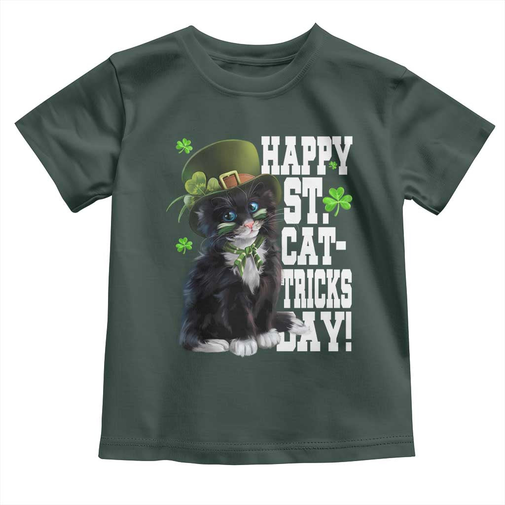 Shamrock Cat St Patricks Day Toddler T Shirt Kitty Mom Gift TS10 Dark Forest Green Print Your Wear