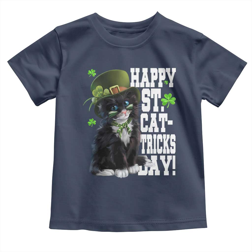 Shamrock Cat St Patricks Day Toddler T Shirt Kitty Mom Gift TS10 Navy Print Your Wear