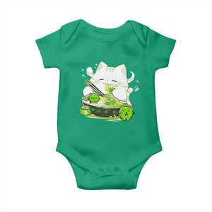 St Patrick's Day Cats Baby Onesie Irish Eating Ramen Noodles Cute Anime Shamrocks TS10 Irish Green Print Your Wear