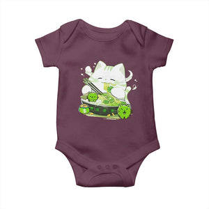St Patrick's Day Cats Baby Onesie Irish Eating Ramen Noodles Cute Anime Shamrocks TS10 Maroon Print Your Wear