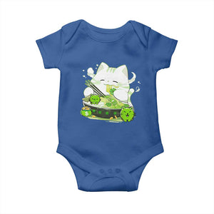 St Patrick's Day Cats Baby Onesie Irish Eating Ramen Noodles Cute Anime Shamrocks TS10 Royal Blue Print Your Wear