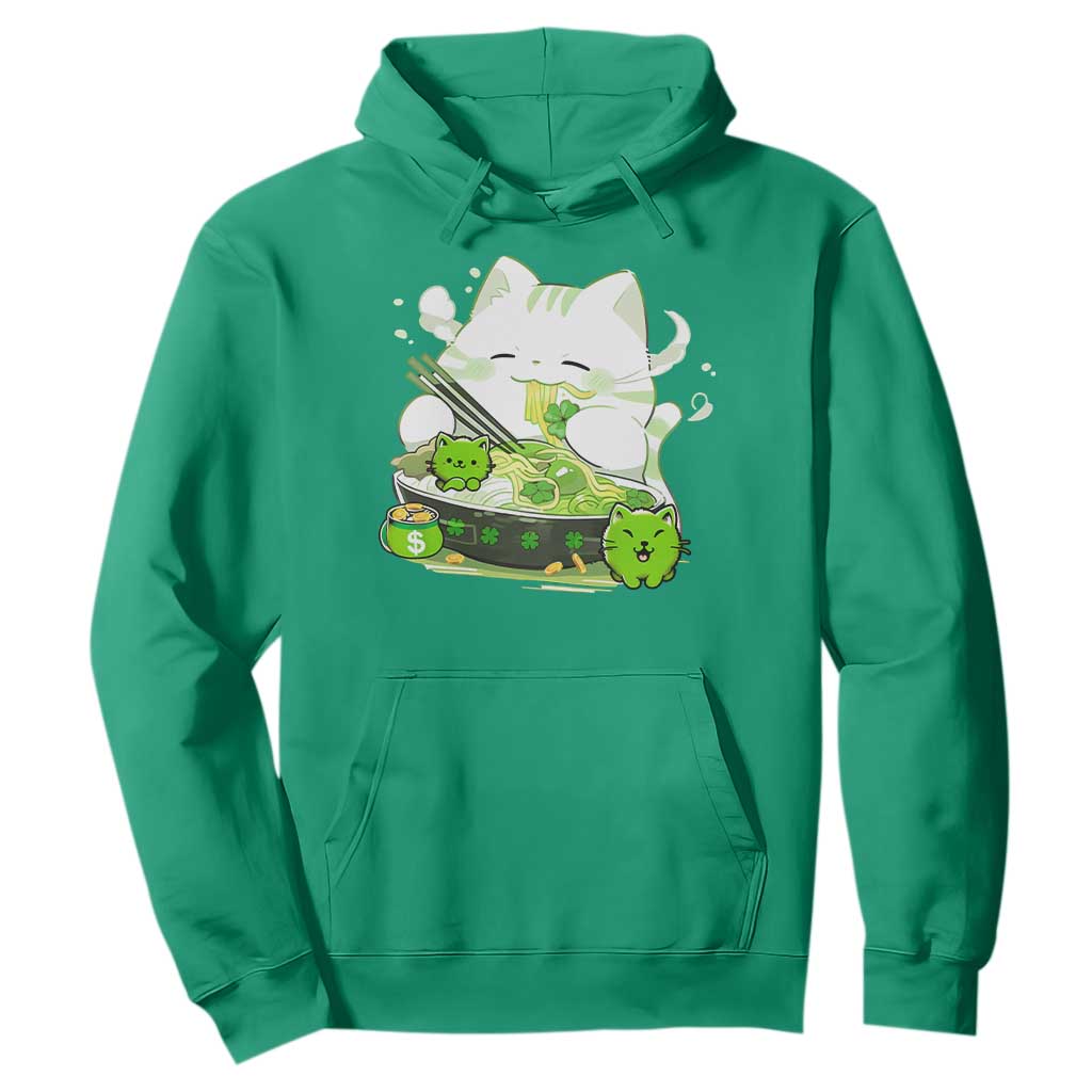 St Patrick's Day Cats Hoodie Irish Eating Ramen Noodles Cute Anime Shamrocks TS10 Irish Green Print Your Wear