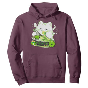 St Patrick's Day Cats Hoodie Irish Eating Ramen Noodles Cute Anime Shamrocks TS10 Maroon Print Your Wear