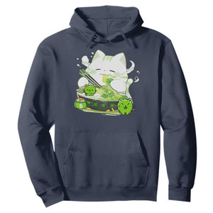 St Patrick's Day Cats Hoodie Irish Eating Ramen Noodles Cute Anime Shamrocks TS10 Navy Print Your Wear
