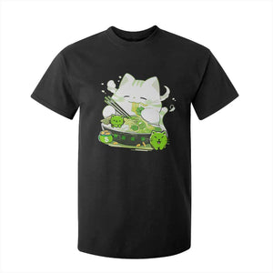 St Patrick's Day Cats T Shirt For Kid Irish Eating Ramen Noodles Cute Anime Shamrocks TS10 Black Print Your Wear