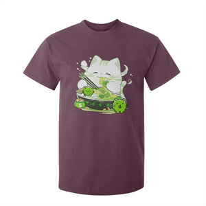 St Patrick's Day Cats T Shirt For Kid Irish Eating Ramen Noodles Cute Anime Shamrocks TS10 Maroon Print Your Wear