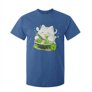 St Patrick's Day Cats T Shirt For Kid Irish Eating Ramen Noodles Cute Anime Shamrocks TS10 Royal Blue Print Your Wear
