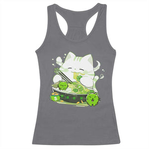 St Patrick's Day Cats Racerback Tank Top Irish Eating Ramen Noodles Cute Anime Shamrocks TS10 Charcoal Print Your Wear