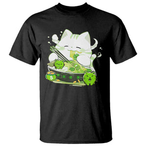 St Patrick's Day Cats T Shirt Irish Eating Ramen Noodles Cute Anime Shamrocks TS10 Black Print Your Wear