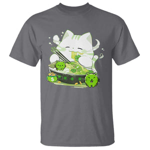 St Patrick's Day Cats T Shirt Irish Eating Ramen Noodles Cute Anime Shamrocks TS10 Charcoal Print Your Wear