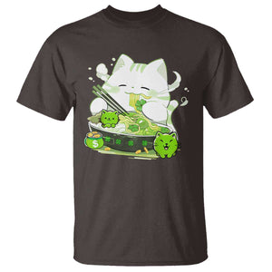 St Patrick's Day Cats T Shirt Irish Eating Ramen Noodles Cute Anime Shamrocks TS10 Dark Chocolate Print Your Wear