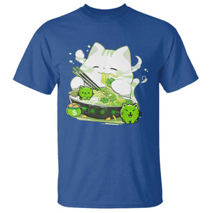St Patrick's Day Cats T Shirt Irish Eating Ramen Noodles Cute Anime Shamrocks TS10 Royal Blue Print Your Wear