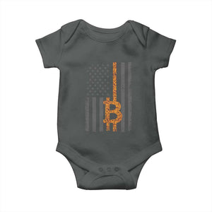 BTC Bitcoin American Flag Baby Onesie Crypto Buy the Dip TS10 Dark Heather Print Your Wear